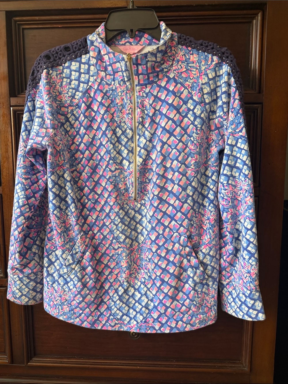 Lilly Pulitzer Blue & Pink Patterned Pullover